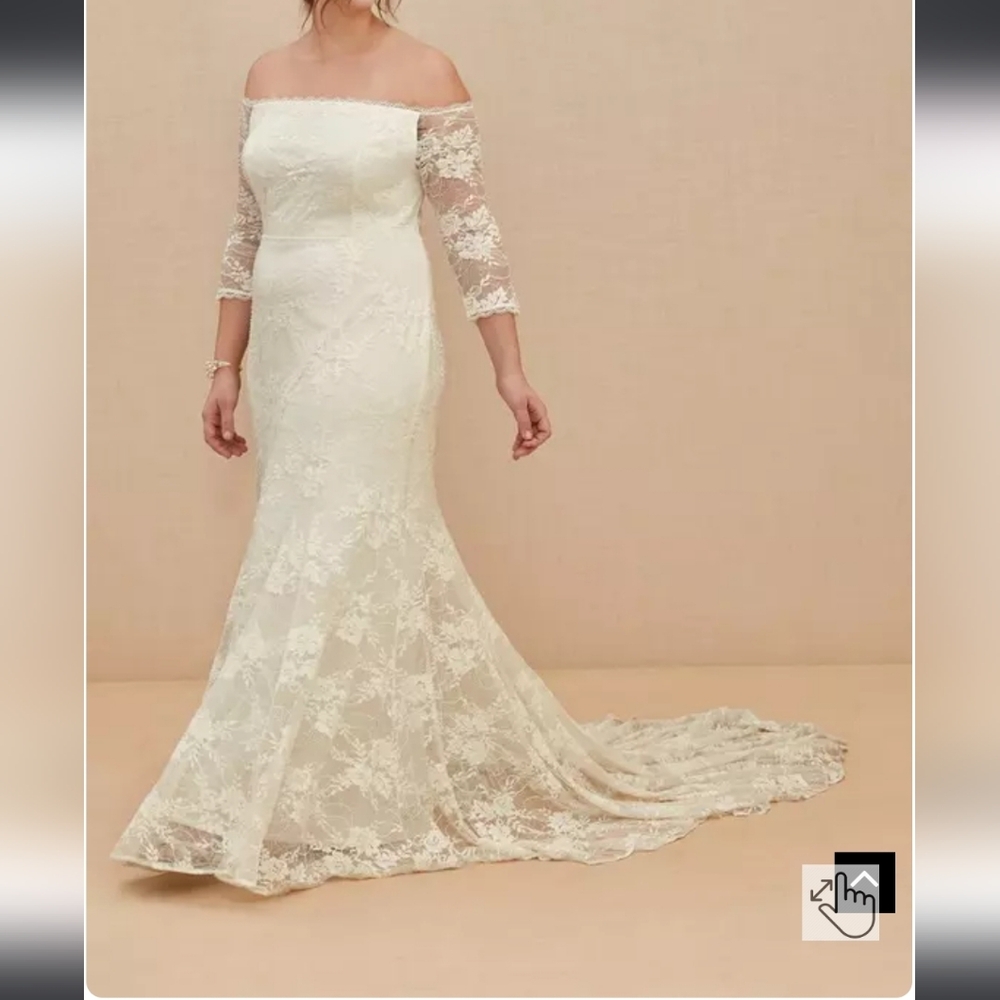 Torrid Off-Shoulder Lace Wedding Dress